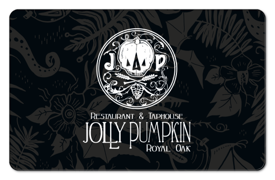 jolly pumpkin logo on a black floral background